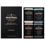 Mistral Mens Luxury Bar Soap for Men | Gift Set (4 x 8.8 oz) - Grey Lavande, Cedarwood Marine, Teak Wood, Black Amber | Moisturizing, Triple-Milled Natural Soap for Men - Made in France