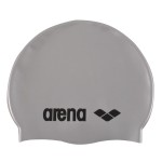Arena Classic Unisex Soft Silicone Swim Cap for Women and Men, Intensive Training and Racing Comfortable Non-Slip Long Hair Swimming Hat, Silver/Black
