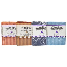 Indigo Wild Zum Goat\'s Milk Soap Bar - Bar Soap for Hands & Body Made with Essential Oils - 3 oz - Earth & Sea Blends (4 Pack)