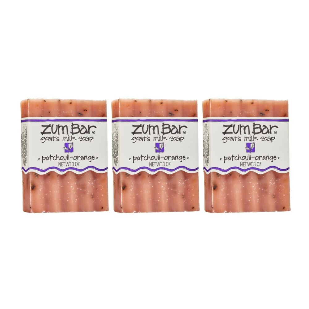 Indigo Wild Zum Goat\'s Milk Soap Bar - Bar Soap for Hands & Body Made with Essential Oils - 3 oz - Patchouli-Orange (3 Pack)