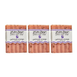 Indigo Wild Zum Goat\'s Milk Soap Bar - Bar Soap for Hands & Body Made with Essential Oils - 3 oz - Patchouli-Orange (3 Pack)