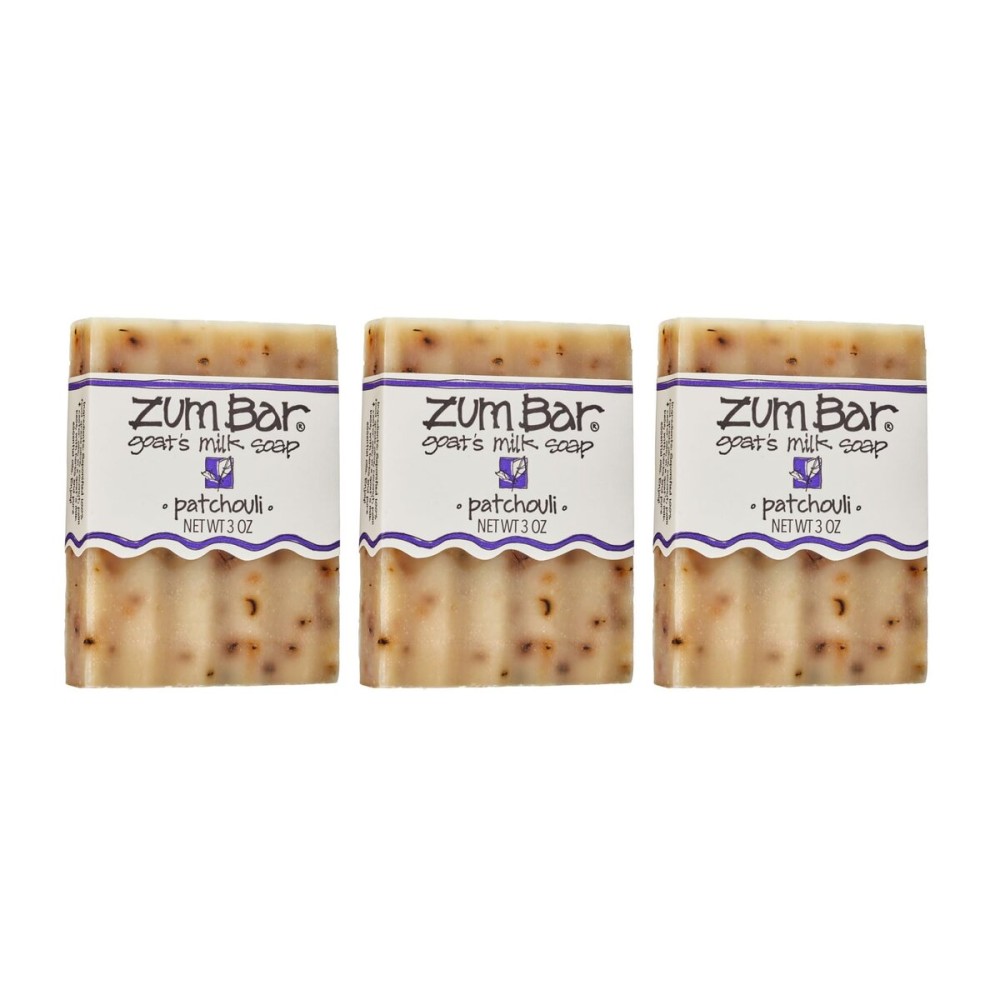 Zum Indigo Wild Goat\'s Milk Soap Bar - Bar Soap for Hands & Body Made with Essential Oils - 3 oz - Patchouli (3 Pack)
