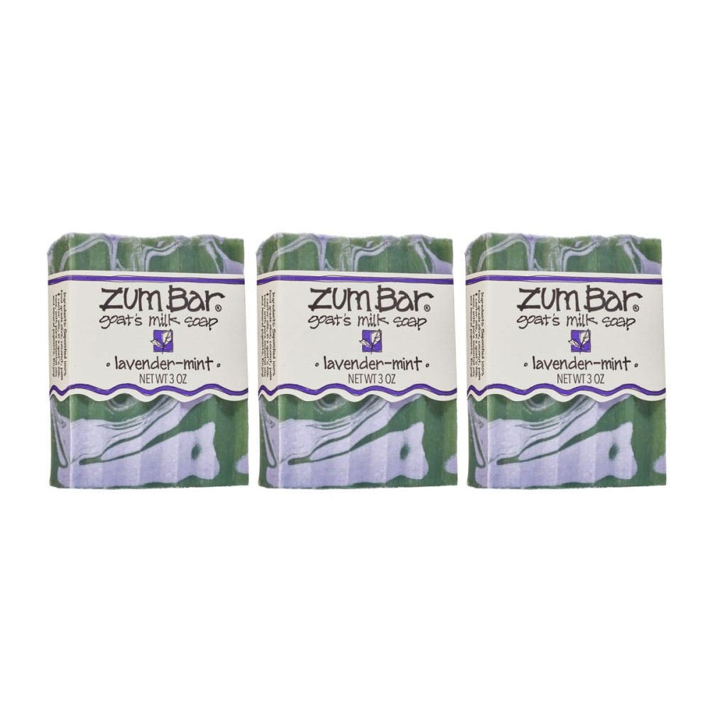 Indigo Wild Zum Goat\'s Milk Soap Bar - Bar Soap for Hands & Body Made with Essential Oils - 3 oz - Lavender-Mint (3 Pack)