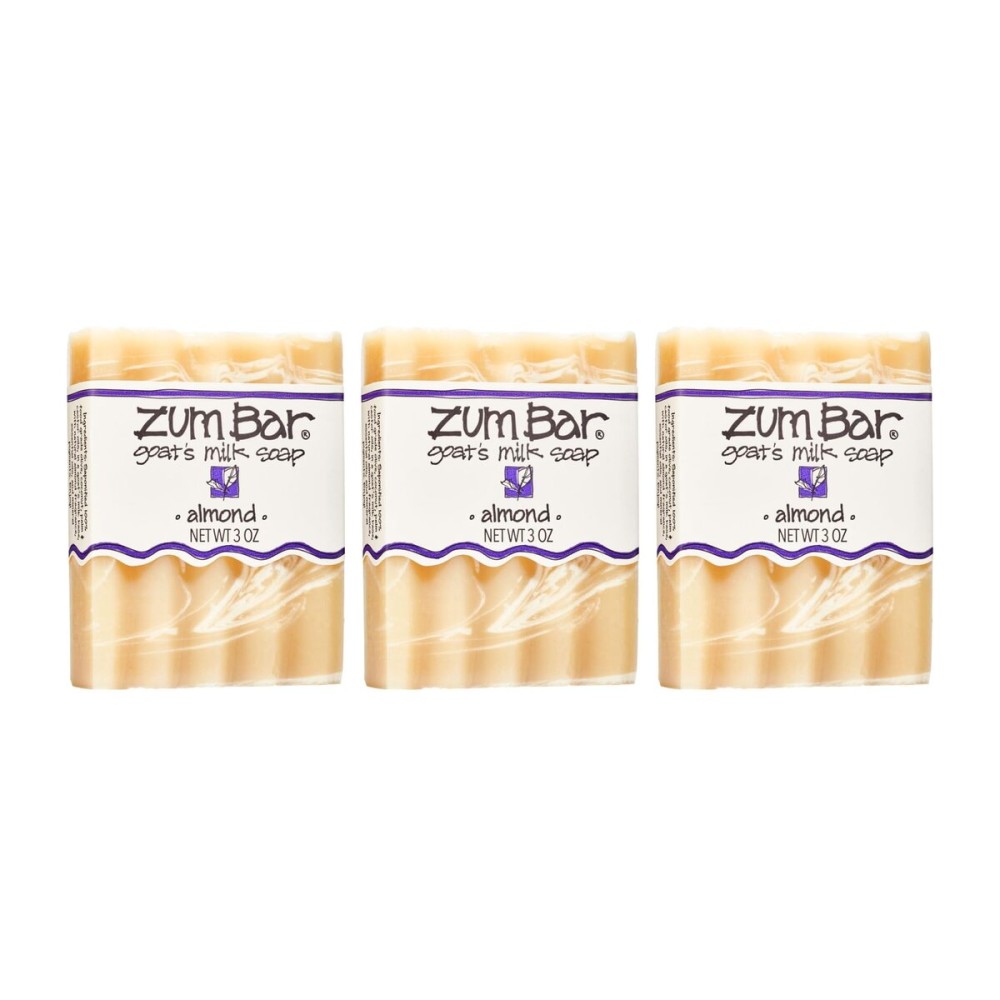 Indigo Wild Zum Goat\'s Milk Soap Bar - Bar Soap for Hands & Body Made with Essential Oils - 3 oz - Almond (3 Pack)