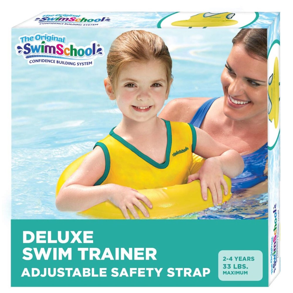 SwimSchool Deluxe Swim Trainer - Heavy Duty Toddler Swim Vest Floatie - Comfortable Sweater-Fit Design with Adjustable Safety Seat - Yellow