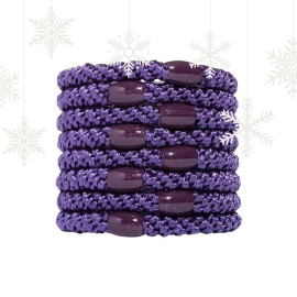 Purple Hair Ties for Thick Hair, Grab & Go Ponytail Holders, 8 Pack, Purple, Thick No-Crease Bands with Strong Hold, Damage-Free Design, Rich Bold Finish | L. Erickson