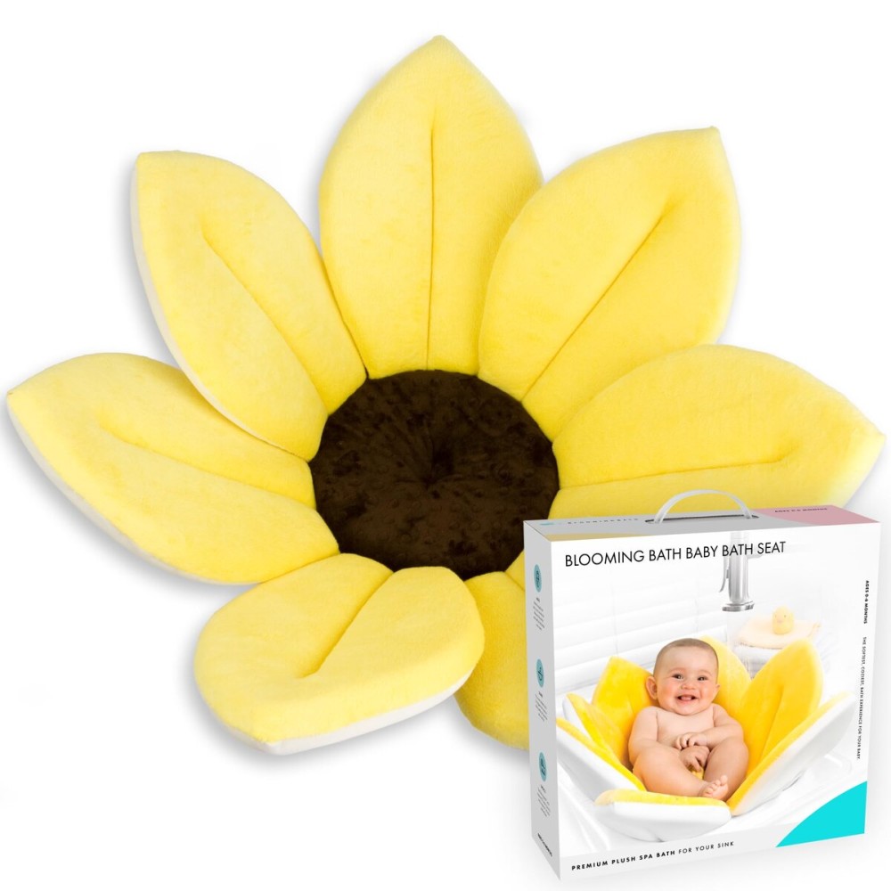 Blooming Bath Baby Bath Seat - Baby Tubs for Newborn Infants to Toddler 0 to 6 Months and Up - Baby Essentials Must Haves - The Original Washer-Safe Flower Seat (Original, Canary Yellow)