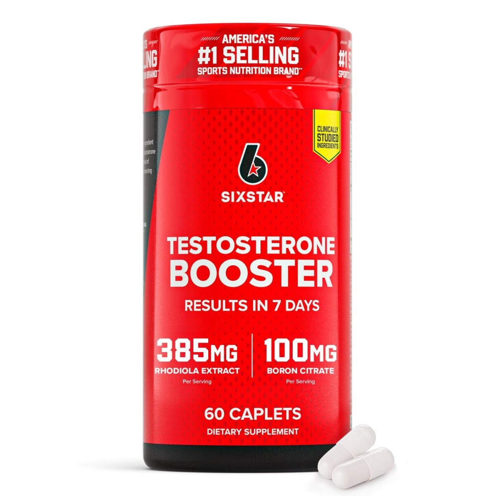 Six Star Nutrition Testosterone Booster for Men with Rhodiola Extract and Boron Citrate - Male Gym Workout Supplements for Muscle Growth, Stamina & Energy - 60 Pills