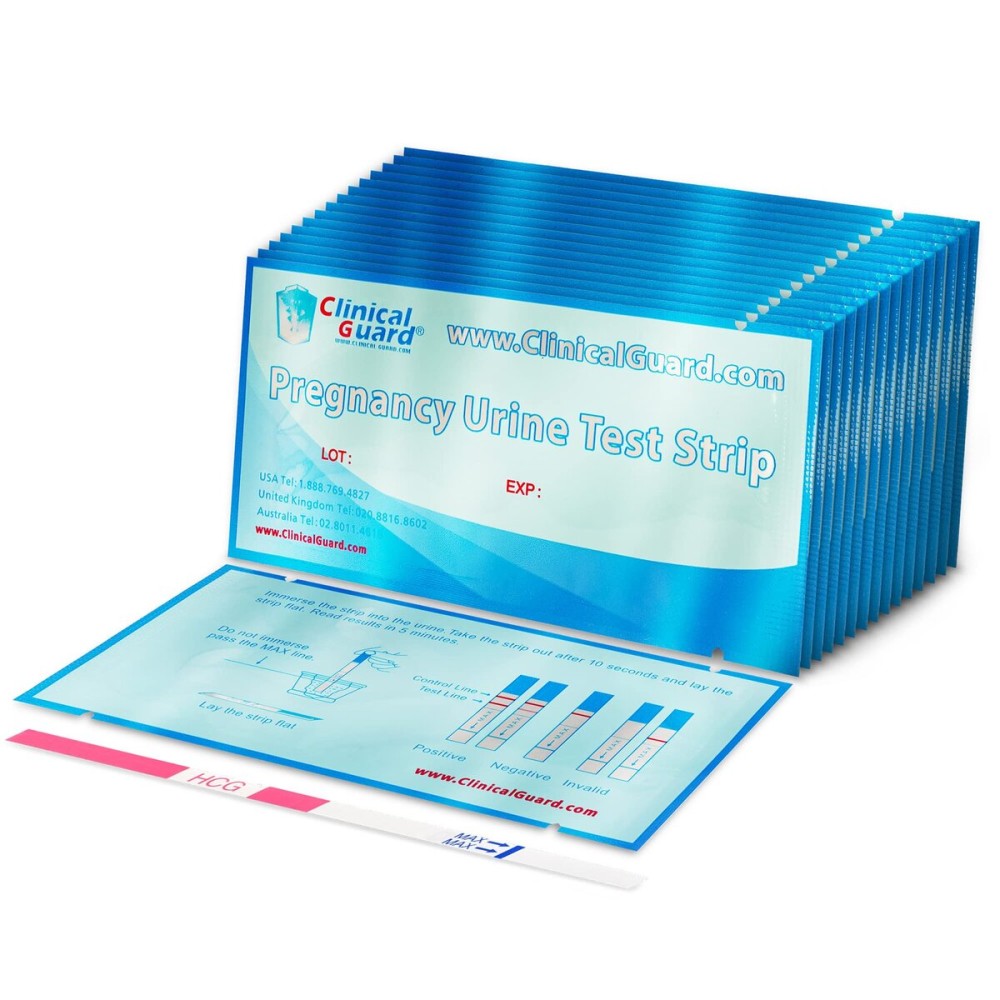 Clinical Guard 100 Pregnancy Tests Strips - Sensitive & Accurate Measurement Within 5 mins - Early Detection Pregnancy Test Strip - Easy to Use for Home Tests - HCG Test Strip Kit