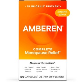 Amberen Menopause Supplement for Women, 180 Capsules, Clinically Proven, Helps Support Hormone Balance, Helps Relieve 12 Menopause Symptoms: Hot Flashes, Night Sweats, Mood Swings and More