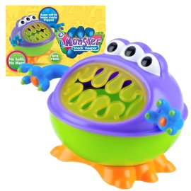 Nuby 3-D Monster Toddler Snack Containers - Spill-Proof Snack Cups for Toddlers with Soft Silicone Flaps - BPA-Free, Dishwasher-Safe