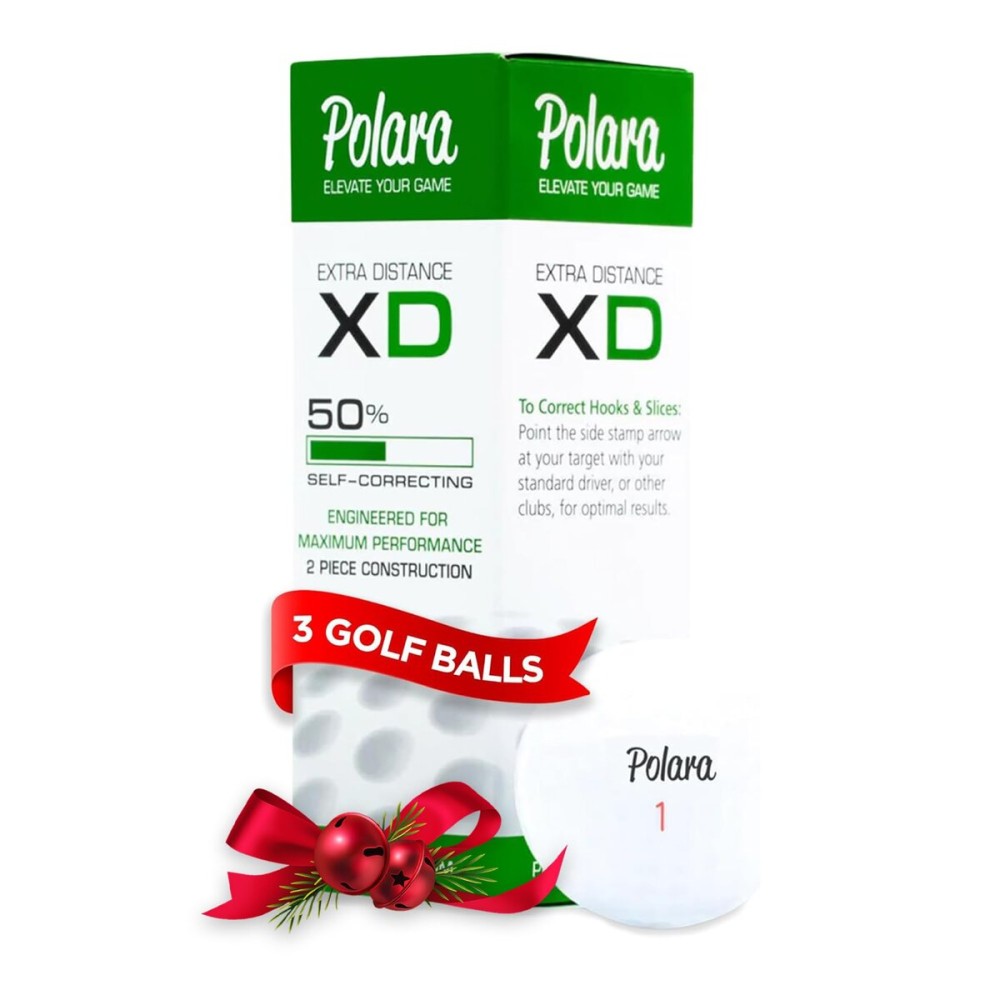 Polara Golf Self-Correcting Golf Balls - Soft Feel, Anti-Slice & Hook Correction, Exceeds USGA Limits, Dimple Pattern, High-Performance Balls for Men & Women - Extra Distance, 3 Pack, White