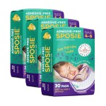 Sposie Overnight Diaper Booster Pads, Stops Leaks and Bedwetting, Original Adhesive-Free Absorbent Inserts, Helps Reduce Nighttime Changes and Rash, Use with Sizes 4-6, Made in U.S.A. 90 ct.