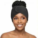 DONNA Deluxe Foam Mesh Wrap - Olive Oil + Vitamin E Treated Hair Wrap for Women, Adjustable Head Wrap, Breathable Mesh & Soft Foam Padding for Sleep or Styling, Black