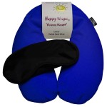 Happy Wraps Microwavable Herbal Neck Wrap - Hot Cold Aromatherapy Neck Warming Pillow - Heating Pad for Migraines, Stress, Gifts for Women, Birthdays, Christmas and Free Sleep Mask - Navy Cotton
