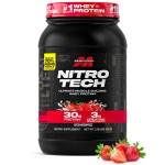 Muscletech Whey Protein Powder (Strawberry, 2.2 Pound) - Nitro-Tech Ultimate Muscle Building Formula with Whey Protein Isolate - 30g of Protein, 3g of Creatine & 6.8g of BCAA - Packaging May Vary