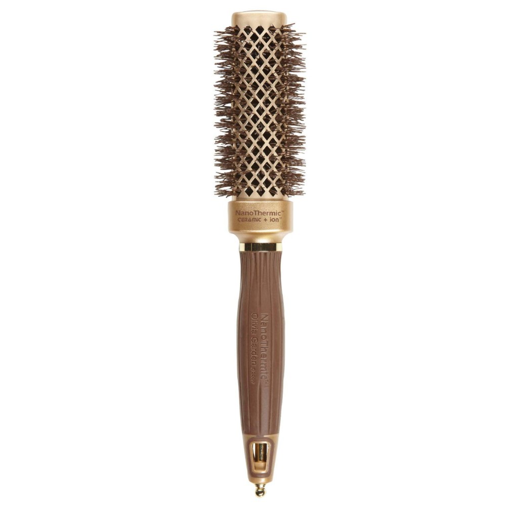 Olivia Garden NanoThermic Ceramic + Ion Square Shaper Thermal Hair Brush - Not Electrical - Professional Blowout Brush for Normal to Thick Hair - 1.125-Diameter Barrel - NT-S30