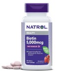 Natrol Beauty Biotin 5000mcg, Dietary Supplement for Healthy Hair, Skin, Nails and Energy Metabolism, 90 Strawberry-Flavored Fast Dissolve Tablets, 90 Day Supply
