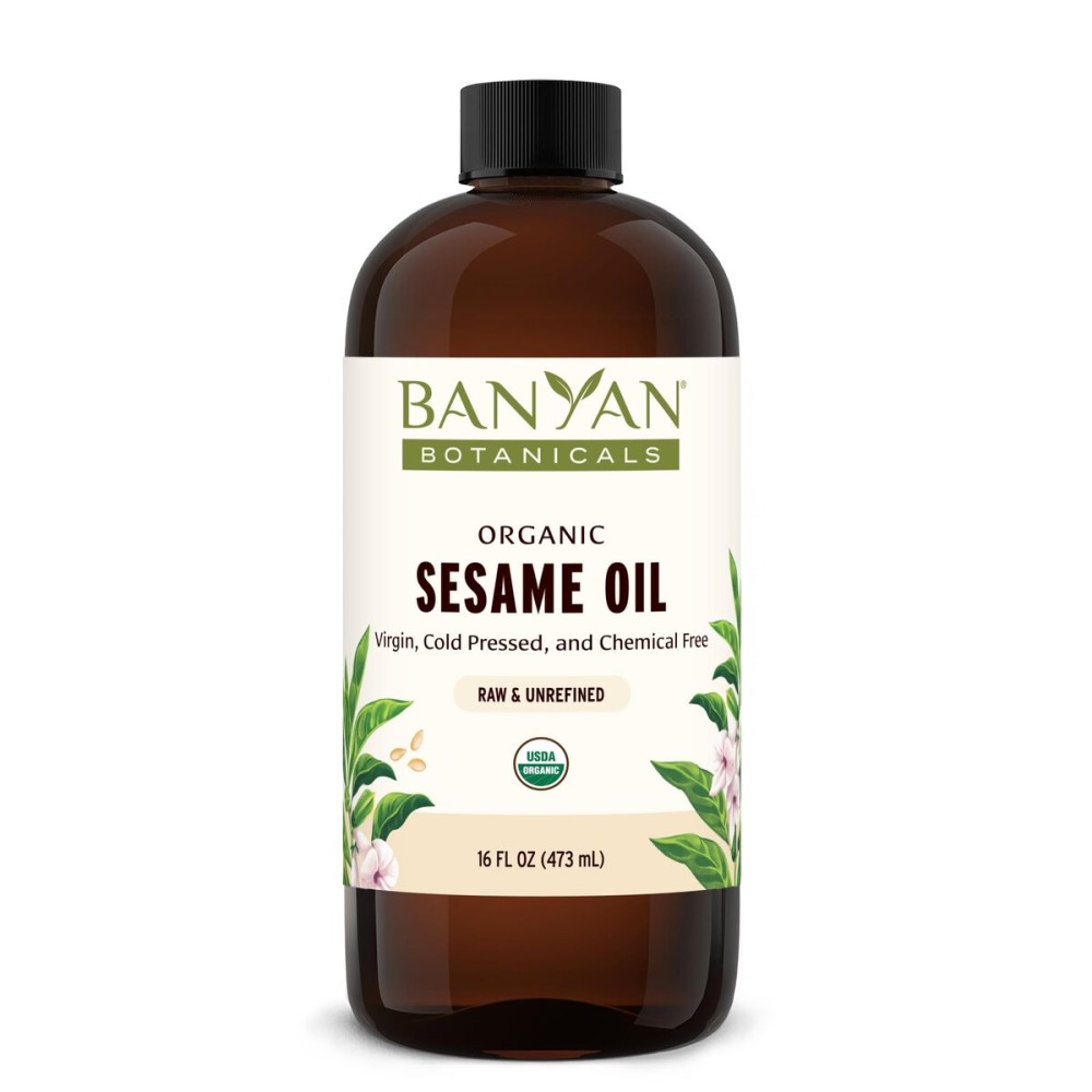 Banyan Botanicals Sesame Oil - Organic & Unrefined Ayurvedic Oil for Skin, Hair, Oil Pulling & More - Multiple Sizes - 16oz. - Non GMO Sustainably Sourced Vegan