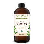 Banyan Botanicals Sesame Oil - Organic & Unrefined Ayurvedic Oil for Skin, Hair, Oil Pulling & More - Multiple Sizes - 16oz. - Non GMO Sustainably Sourced Vegan