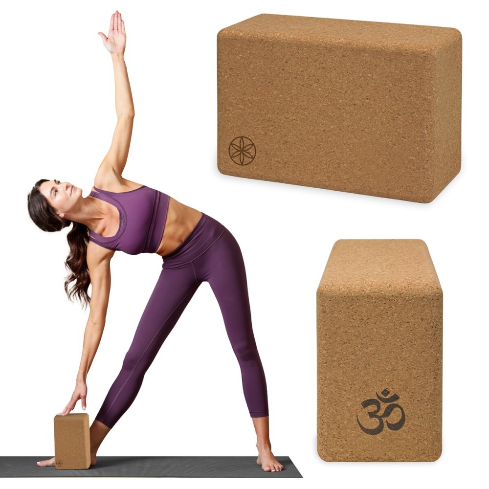 Gaiam Cork Yoga Block - 4x6x9 Inch, Natural Cork Block for Yoga, Pilates, Stretching, Balance, Gym, Home Workout, Meditation, Non-Slip, High-Density, Rounded Edges for Enhanced Poses and Flexibility