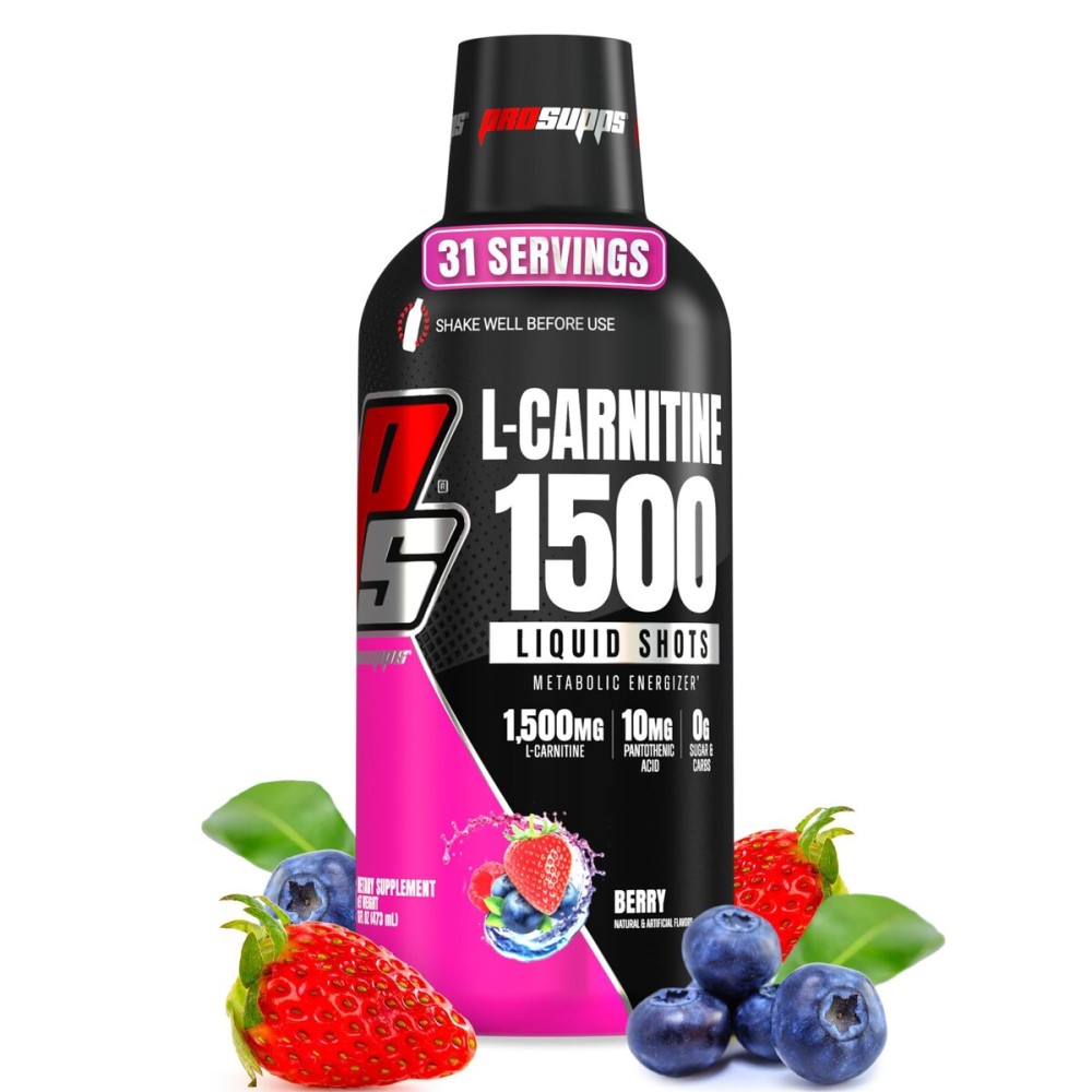 PROSUPPS L-Carnitine Liquid 1500, Stimulant-Free Liquid Shots for Men & Women - Clean Workout Drink for Energy, Performance & Muscle Recovery - No Sugar, No Carbs - 31 Servings, Berry