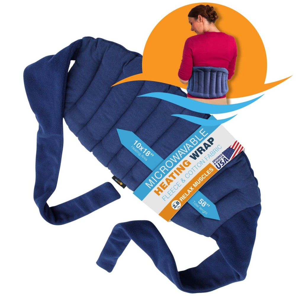 SunnyBay Microwave Heating Pad, Microwavable Moist Hot or Cool Bean Bag Wrap for Neck, Shoulder, Knee, or Back Pain with Fastening Straps, 10x18 Inch Heating Area, 2.8 Lbs, 58 Inches