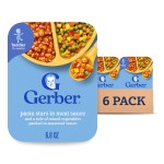 Gerber Mealtime for Toddler Pasta Stars in Meat Sauce with Side of Green Beans, 6.80 Ounce (Pack of 8)