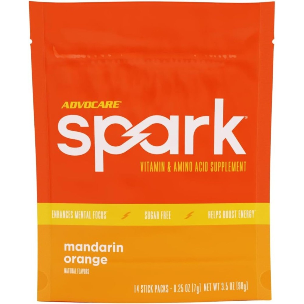 AdvoCare Spark - Energy Drink Mix - Vitamin & Amino Acid Supplement - Supports Energy & Focus - Portable Immune Support - Sugar-Free -Mandarin Orange, 14 Stick Packs (3.5 oz)