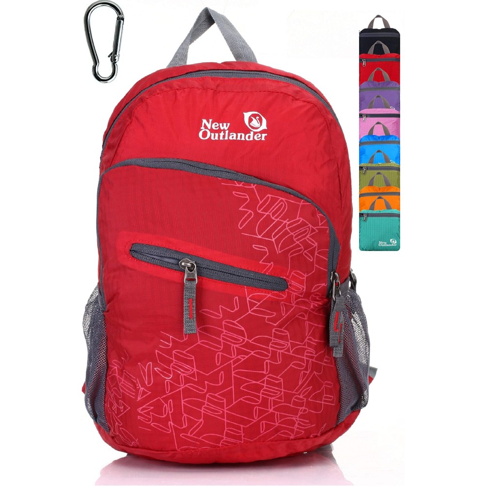 Outlander Packable Handy Lightweight Travel Hiking Backpack Daypack, Red