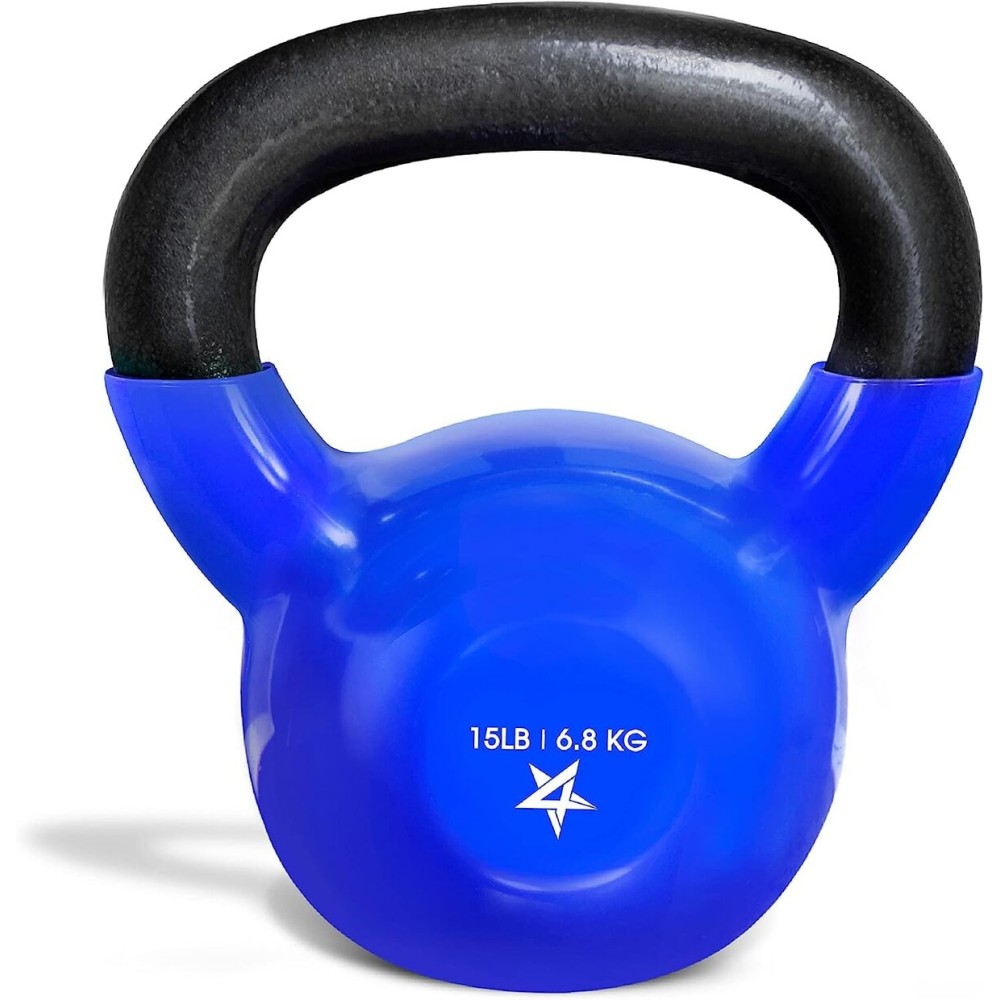 Yes4All Kettlebell, 5-100 LB Vinyl Coated Cast Iron Strength Training Kettlebells for Home Gym Exercises, Fitness, Full Body Workout Equipment, Push Ups, and Grip Strength