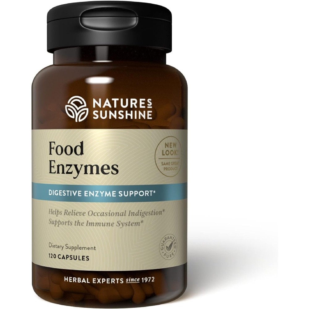 Nature\'s Sunshine Food Enzymes - Digestive Support with Prebiotics and Probiotics for Gut Health - Digestive Enzyme Supplement for Digestive Health and Relief from Occasional Indigestion