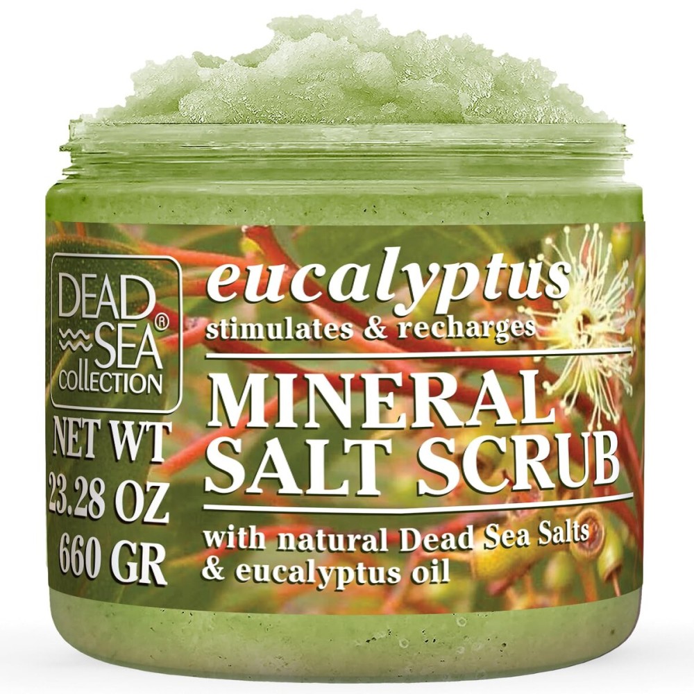 Dead Sea Collection Eucalyptus Salt Scrub - Exfoliating Body Scrub for Women - Moisturizing and Nourishing Skin - with Pure Oils and Dead Sea Minerals (23.28 Oz)