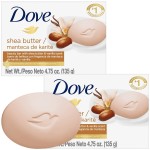 Dove Soap, Shea Butter & Vanilla, 2-Pack - Pampering Beauty Bar, 3-in-1 Face, Body, and Hand Soap Bar, 4.75 Oz Ea