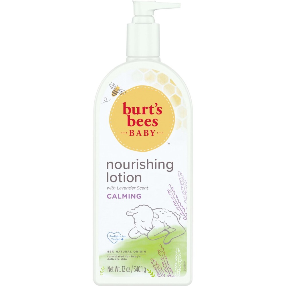 Burt\'s Bees Baby Nourishing Lotion with Lavender, Calming Baby Lotion, Pediatrician Tested, 99.0% Natural Origin, 12 Ounces