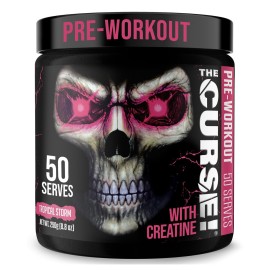 JNX SPORTS The Curse! Pre Workout Powder for Men & Women, Caffeine, Beta-Alanine, Creatine, L-Citrulline, 50 Servings, Tropical Storm Flavor - Boost Energy, Strength & Focus