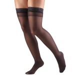 Truform Sheer Compression Stockings, 8-15 mmHg, Women\'s Thigh High Length, 20 Denier, Black, Medium