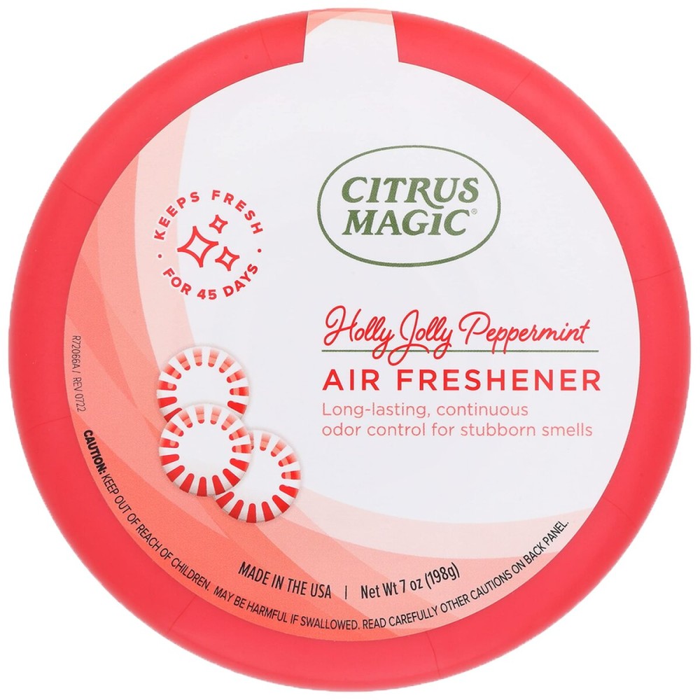 Citrus Magic Holiday Odor Absorbing Solid Air Freshener, Holly Jolly Peppermint, 7-Ounce