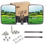 10L0L Golf Cart Side Mirrors Compatible with Yamaha Club Car EZ-GO and Others Round or Square Tube Golf Cart Roof Bracket, No-drilling Required