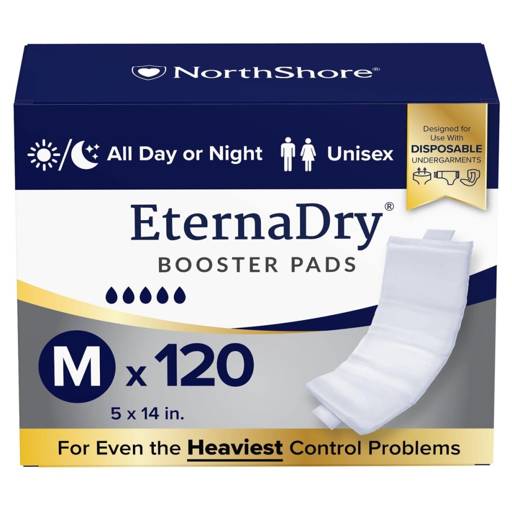 NorthShore EternaDry Booster Pads for Men and Women with Adhesive, Medium, Case/120 (4/30s)