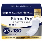 NorthShore EternaDry Booster Pads for Men and Women with Adhesive, X-Small, Case/180 (6/30s)