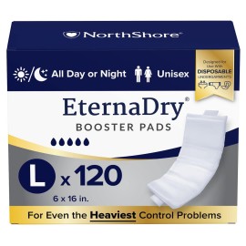 NorthShore EternaDry Booster Pads for Men and Women with Adhesive, Large, Case/120 (4/30s)