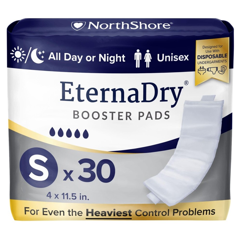 NorthShore EternaDry Booster Pads for Men and Women with Adhesive, Small, Pack/30