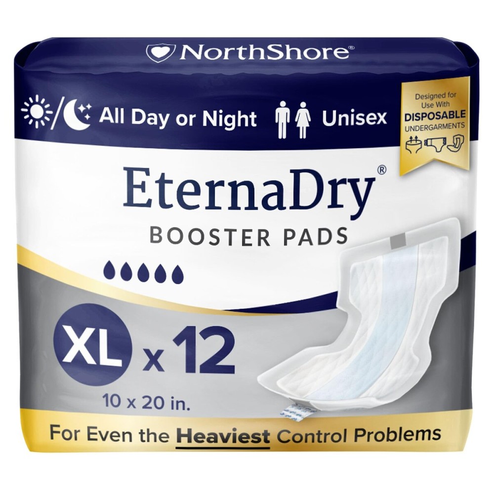 NorthShore Booster Pads for Men and Women with Adhesive, X-Large, Pack/12