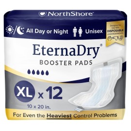 NorthShore Booster Pads for Men and Women with Adhesive, X-Large, Pack/12