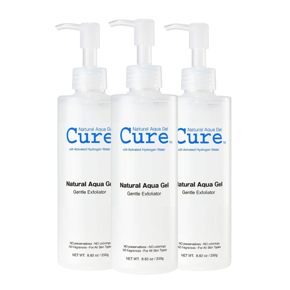Cure by Toyo | Aqua Gel Gentle Exfoliator | Clear and Softer Skin | Non-Abrasive Face and Body Cleanser | Sensitive Skin | 3 Pack