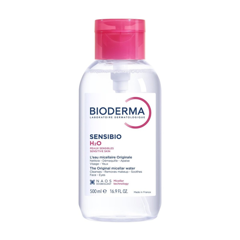 Bioderma Sensibio H2O Micellar Water Pump, Makeup Remover Cleanser, Gentle for Skin, Fragrance-Free & Alcohol-Free, Gentle Face Cleanser for Sensitive Skin, 16.9 Fl Oz