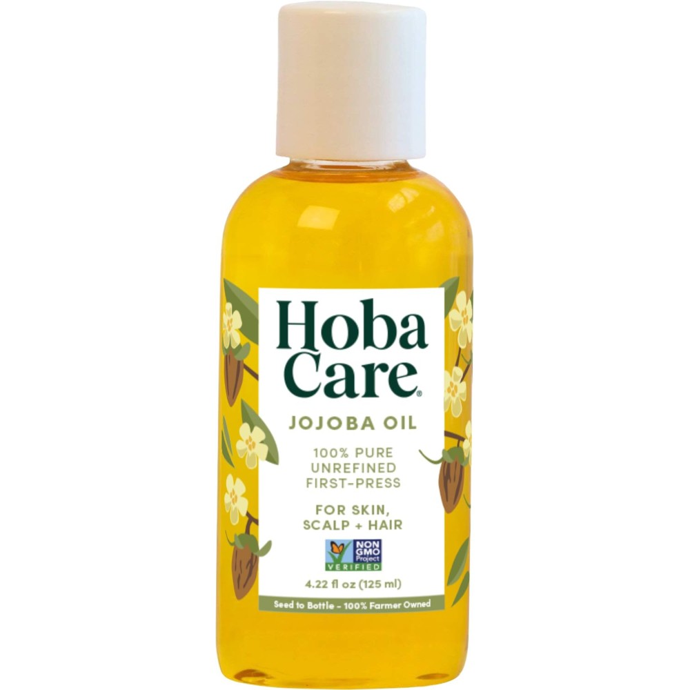 HobaCare Hexane Free Jojoba Oil for Nails & Cuticles, Dry Skin, Beard Care, Scalp Massage Therapy - Mini Travel Size Pure Unrefined Natural Carrier Oil for Skincare, Shaving, Hair Treatment (4.22 oz)