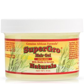 SuperGro Hair Gel with Extra Hold - For Braiding, Locking, Instant Edge Control, Twisting, Retwisting - Natural Grip Jam for Neat Shining - Braid, Loc Care Gel with Black Castor Oil - 8 Oz