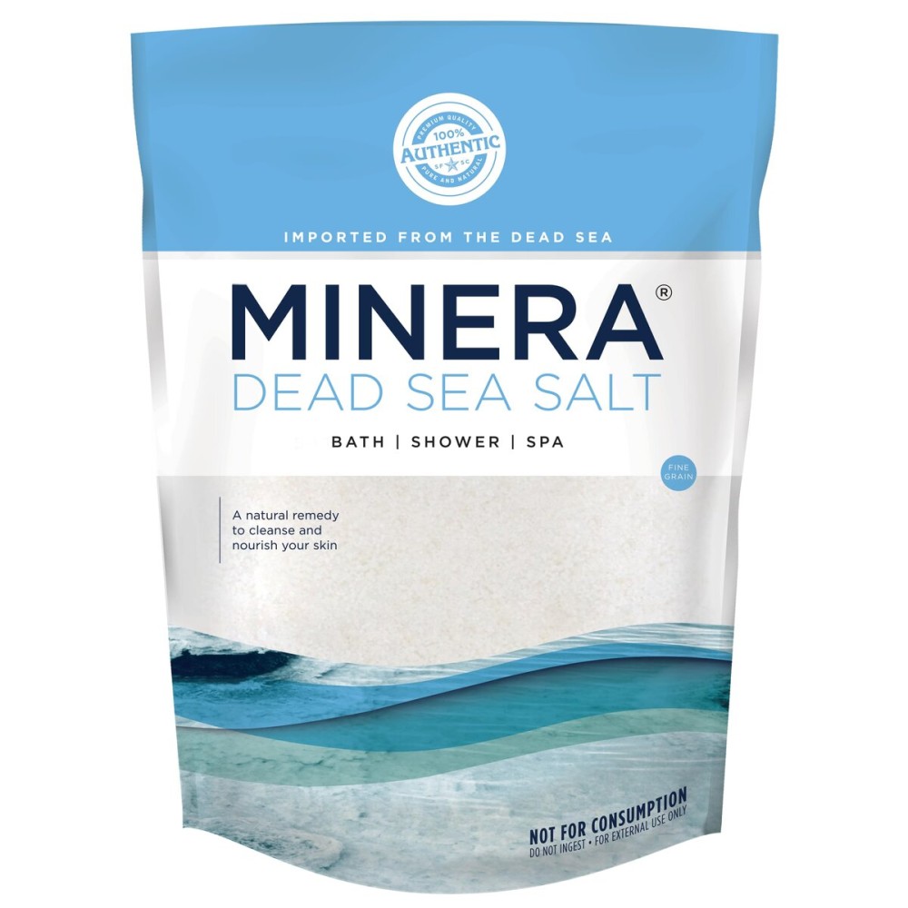 Minera Fine Grain Dead Sea Salt for Bath & Soaking - 2 lbs, Fast-Dissolving, 100% Pure & Natural, Unscented, Skin-Nourishing Sea Salt